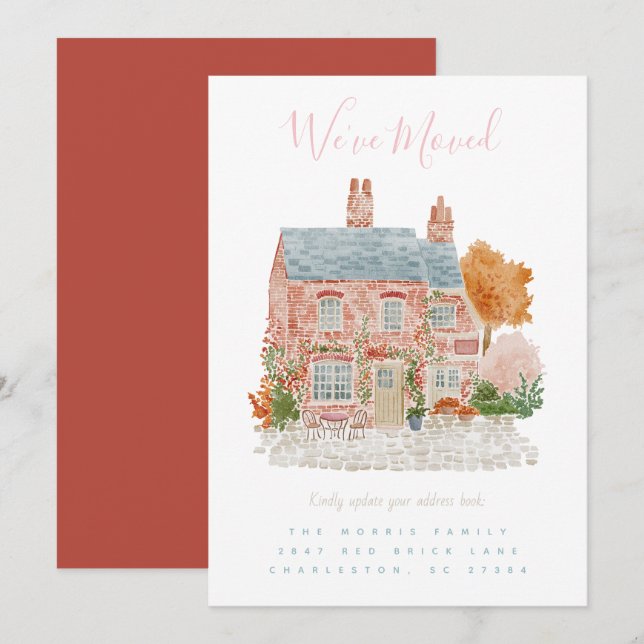 Red Brick Home Moving Announcement  (Front/Back)