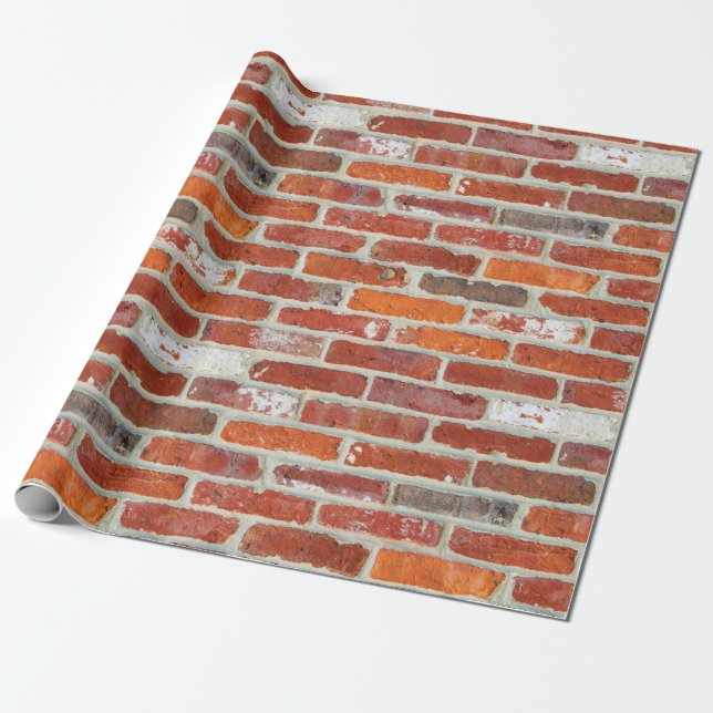 Red Brick Pattern Wrapping Paper (Unrolled)
