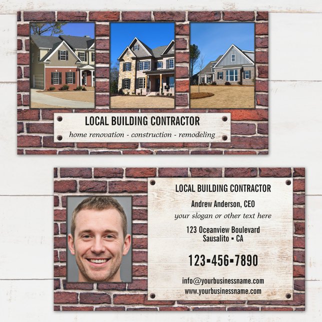 Red Brick Photo Construction Business Card (Creator Uploaded)