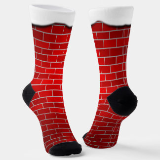 Red Brick w Snow Drift Christmas Socks