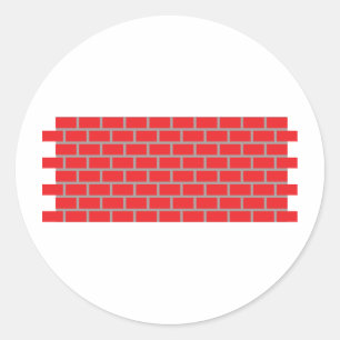 red brick wall classic round sticker
