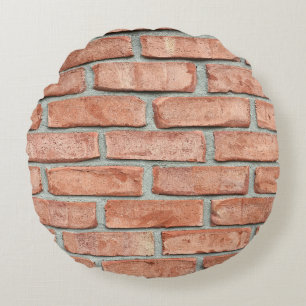 Red brick wall in the morning round cushion