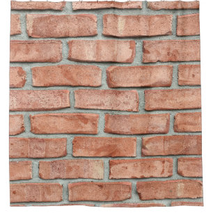 Red brick wall in the morning shower curtain