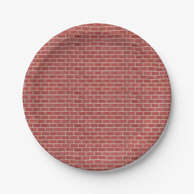 Red Brick Wall Mug Paper Plate (Front)