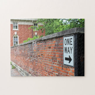 Red Brick Wall & One Way Sign Jigsaw Puzzle