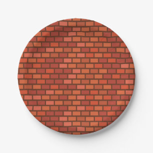Red brick wall paper plate