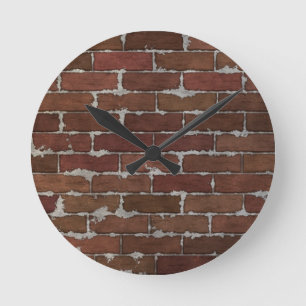 Red Brick Wall Round Clock