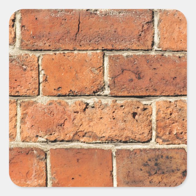 Red brick wall square sticker (Front)