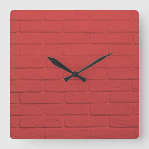 red brick wall square wall clock