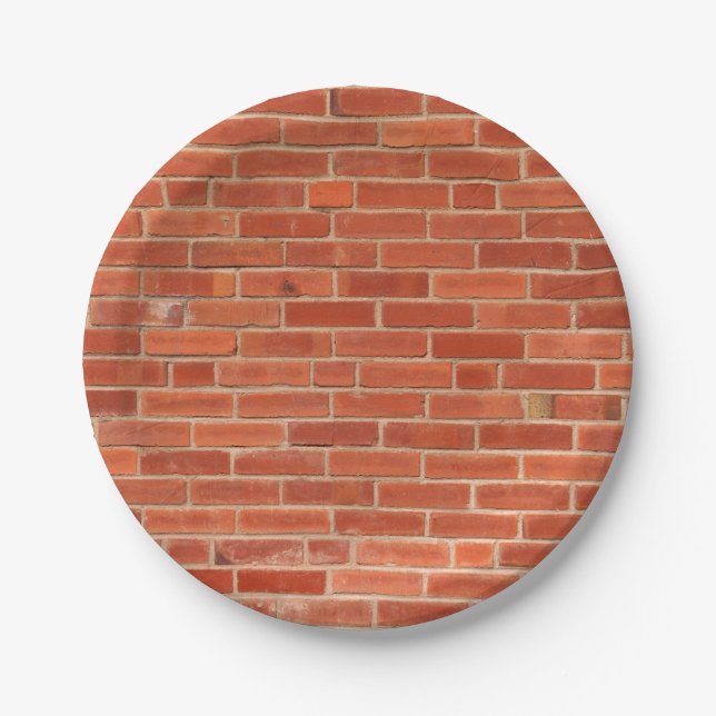 Red Brick Wall Texture Background Paper Plate (Front)