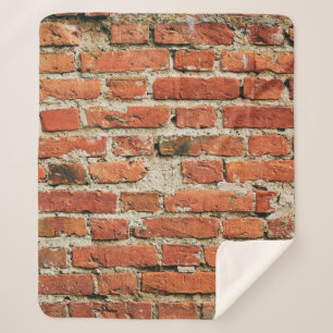 Red brick wall texture grunge background. Abstract Sherpa Blanket