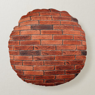 Red brick wall texture grunge backgroundbrick,wall round cushion