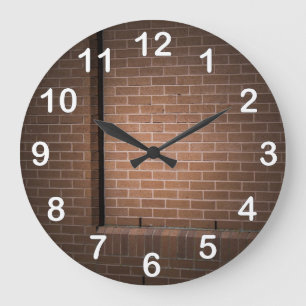 Red Brick Wall Textured Large Clock