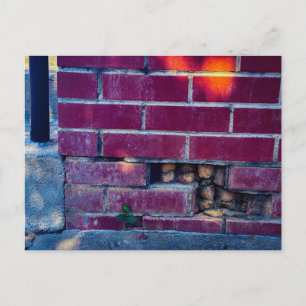 Red Brick Wall with Hole and Hidden Objects Postcard