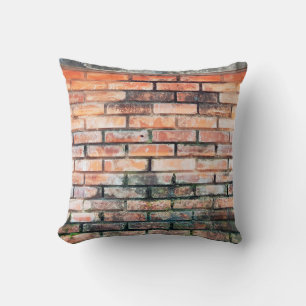Red brick wall with stainsabstract,aged,architectu cushion