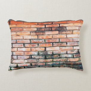 Red brick wall with stainsabstract,aged,architectu decorative cushion