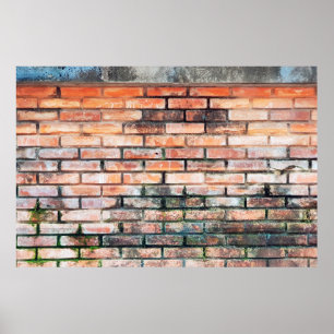 Red brick wall with stainsabstract,aged,architectu poster