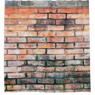Red brick wall with stainsabstract,aged,architectu shower curtain