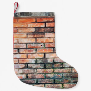 Red brick wall with stainsabstract,aged,architectu small christmas stocking