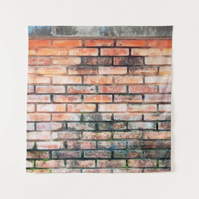 Red brick wall with stainsabstract,aged,architectu tapestry (Front)