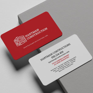 RED Bricks WALL Construction Carpenter Contractor  Business Card