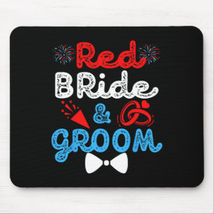 Red Bride And Groom Funny Wedding Marriage Party 4 Mouse Mat