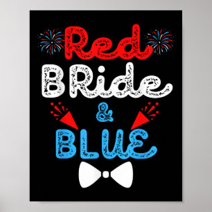 Red Bride And Groom Funny Wedding Marriage Party 4 Poster
