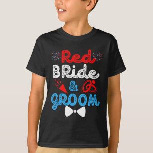 Red Bride And Groom Funny Wedding Marriage Party 4 T-Shirt