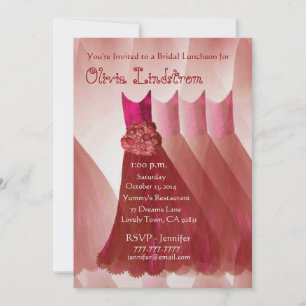 RED Bridesmaid Dresses Bridal Luncheon Invitation