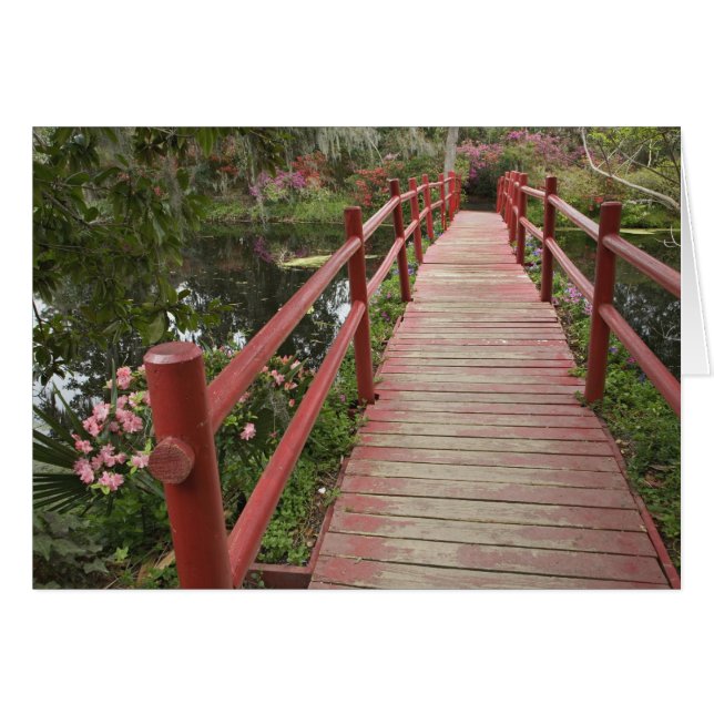Red bridge over pond, Magnolia Plantation, (Front Horizontal)