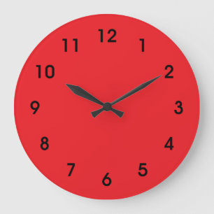 Red, bright red, solid colour large clock