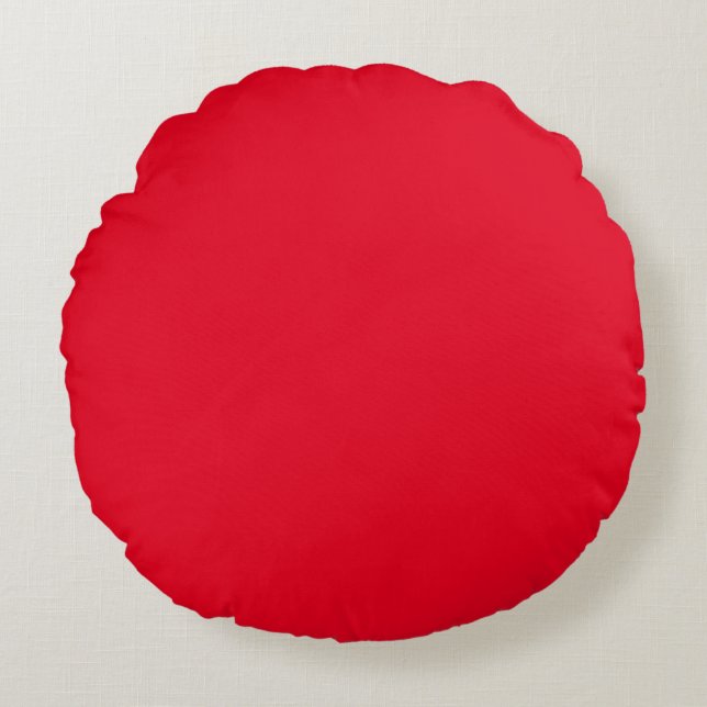 Red, bright red, solid colour round cushion (Front)