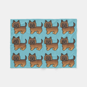 Red Brindle Cairn Terrier Cartoon Dog Design Fleece Blanket