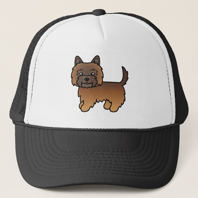 Red Brindle Cairn Terrier Cartoon Dog Drawing Trucker Hat (Front)