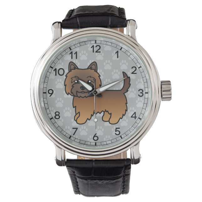 Red Brindle Cairn Terrier Cartoon Dog Watch (Front)