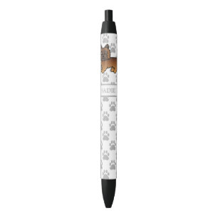 Red Brindle Cairn Terrier Cute Cartoon Dog & Name Black Ink Pen