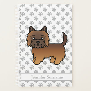 Red Brindle Cairn Terrier Cute Cartoon Dog & Text Planner