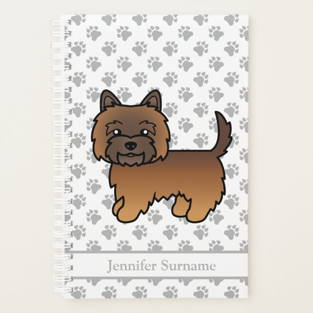 Red Brindle Cairn Terrier Cute Cartoon Dog & Text Planner (Front)