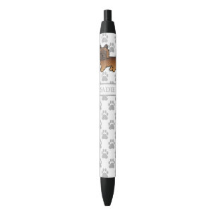 Red Brindle Cairn Terrier Dog With Name And Paws Black Ink Pen