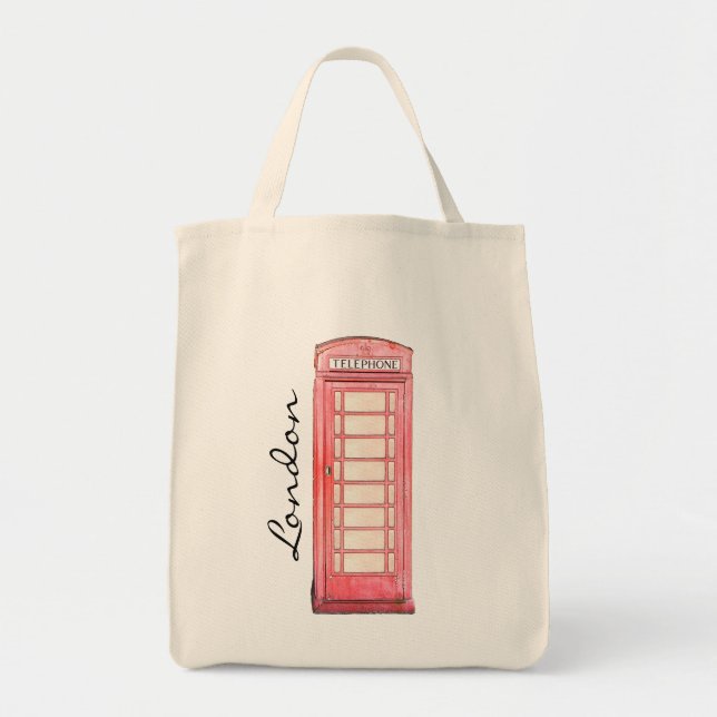 Red British phone booth - London tote (Front)