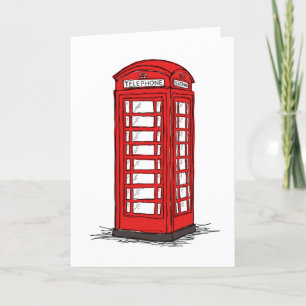 Red British phone box booth folded Card