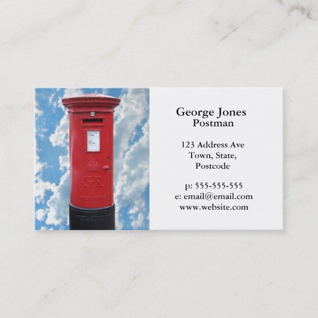 Red British Post box Business Card (Front)