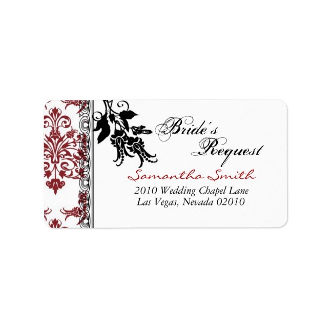 Red Brocade Address Label (Front)