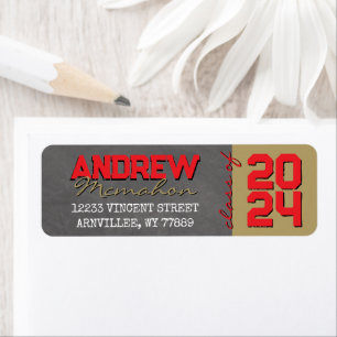 Red & Bronze Chalkboard Graduation Return Address