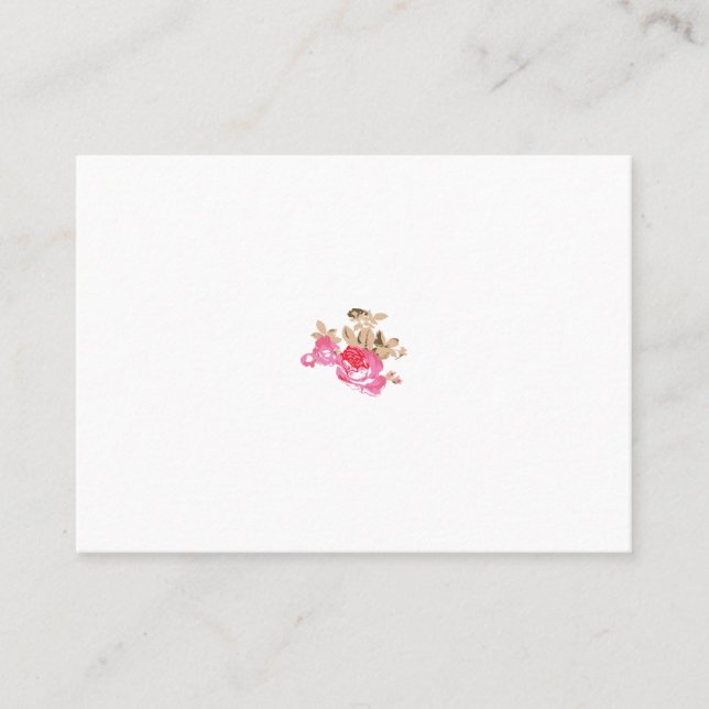 red, brown and pink illustration place card (Front)