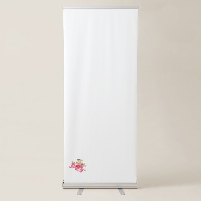 red, brown and pink Vertical Retractable Banner (Front)