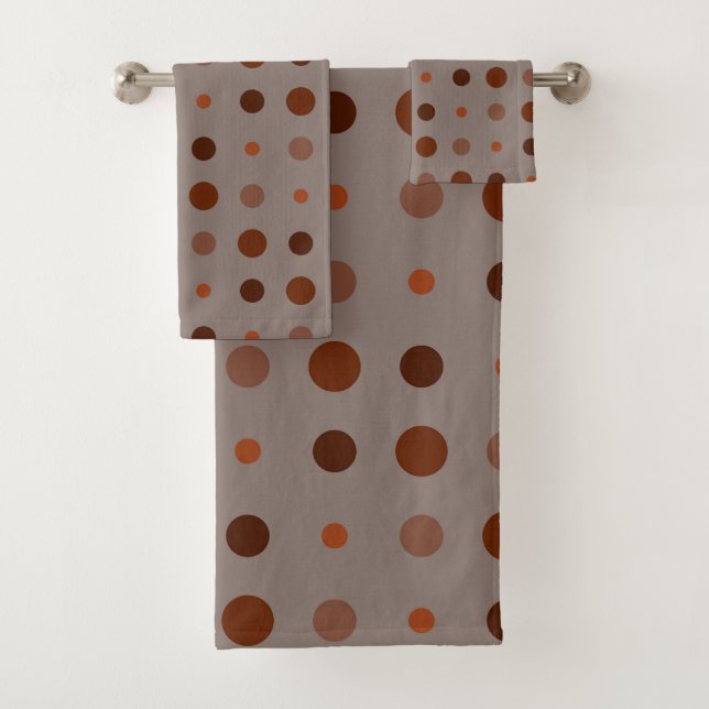 Red, brown and Rust dots Bath Towel Set (Insitu)