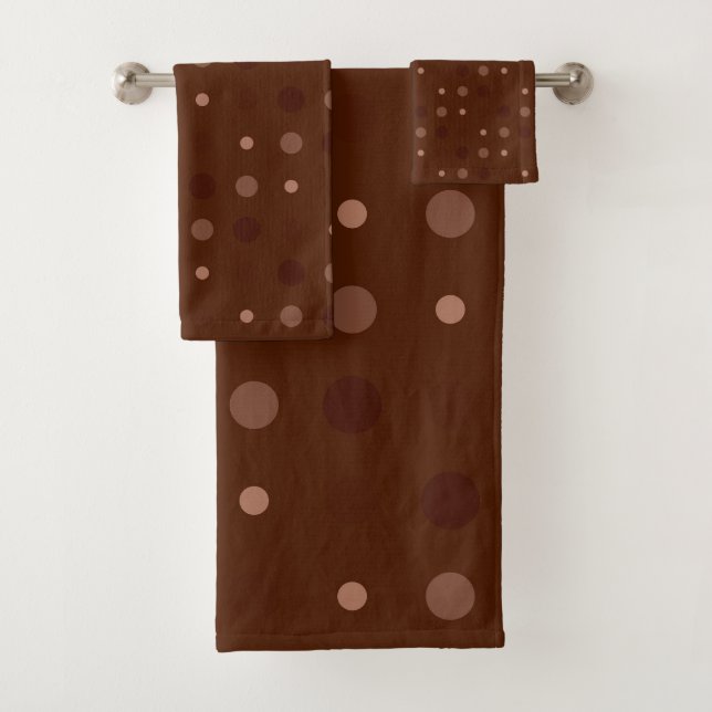 Red, brown and Rust dots Bath Towel Set (Insitu)