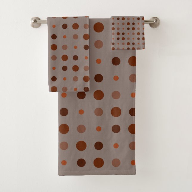 Red, brown and Rust dots Bath Towel Set (Insitu)