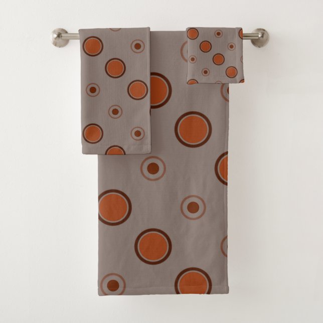 Red, brown and Rust dots Bath Towel Set (Insitu)